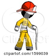 Poster, Art Print Of Ink Firefighter Fireman Man Walking With Hiking Stick