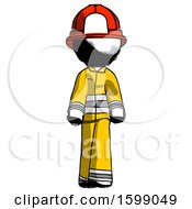 Poster, Art Print Of Ink Firefighter Fireman Man Walking Front View
