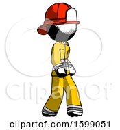 Poster, Art Print Of Ink Firefighter Fireman Man Walking Turned Right Front View