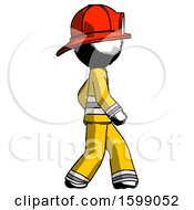 Ink Firefighter Fireman Man Walking Right Side View