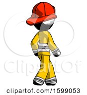 Poster, Art Print Of Ink Firefighter Fireman Man Walking Away Direction Right View