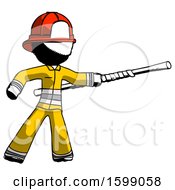 Ink Firefighter Fireman Man Bo Staff Pointing Right Kung Fu Pose