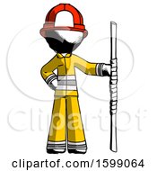 Poster, Art Print Of Ink Firefighter Fireman Man Holding Staff Or Bo Staff