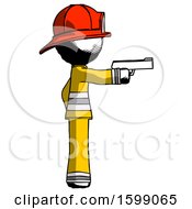 Poster, Art Print Of Ink Firefighter Fireman Man Firing A Handgun