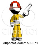 Poster, Art Print Of Ink Firefighter Fireman Man Holding Handgun