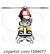 Poster, Art Print Of Ink Firefighter Fireman Man Flying In Gyrocopter Front View