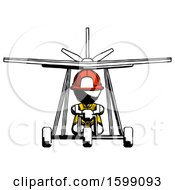 Poster, Art Print Of Ink Firefighter Fireman Man In Ultralight Aircraft Front View