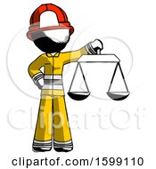 Poster, Art Print Of Ink Firefighter Fireman Man Holding Scales Of Justice