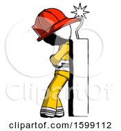 Poster, Art Print Of Ink Firefighter Fireman Man Leaning Against Dynimate Large Stick Ready To Blow