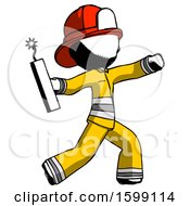 Poster, Art Print Of Ink Firefighter Fireman Man Throwing Dynamite