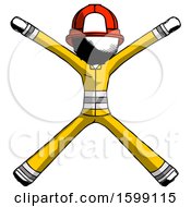 Poster, Art Print Of Ink Firefighter Fireman Man With Arms And Legs Stretched Out