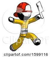 Poster, Art Print Of Ink Firefighter Fireman Man Psycho Running With Meat Cleaver