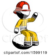 Poster, Art Print Of Ink Firefighter Fireman Man Sitting On Giant Football