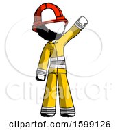 Poster, Art Print Of Ink Firefighter Fireman Man Waving Emphatically With Left Arm