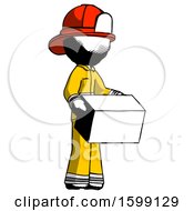 Ink Firefighter Fireman Man Holding Package To Send Or Recieve In Mail