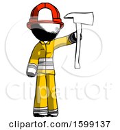 Poster, Art Print Of Ink Firefighter Fireman Man Holding Up Red Firefighters Ax