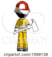 Poster, Art Print Of Ink Firefighter Fireman Man Holding Red Fire Fighters Ax
