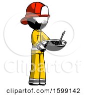 Poster, Art Print Of Ink Firefighter Fireman Man Holding Noodles Offering To Viewer