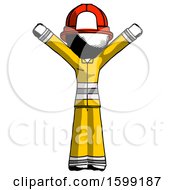 Poster, Art Print Of Ink Firefighter Fireman Man With Arms Out Joyfully