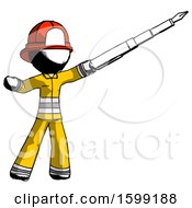 Ink Firefighter Fireman Man Pen Is Mightier Than The Sword Calligraphy Pose