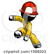 Poster, Art Print Of Ink Firefighter Fireman Man Action Hero Jump Pose