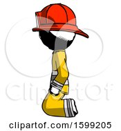 Ink Firefighter Fireman Man Kneeling Left by Leo Blanchette