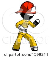 Poster, Art Print Of Ink Firefighter Fireman Man Martial Arts Defense Pose Right