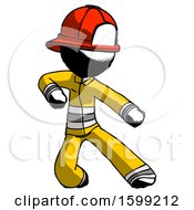Poster, Art Print Of Ink Firefighter Fireman Man Karate Defense Pose Right