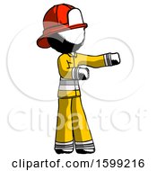 Poster, Art Print Of Ink Firefighter Fireman Man Presenting Something To His Left