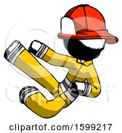 Poster, Art Print Of Ink Firefighter Fireman Man Flying Ninja Kick Left