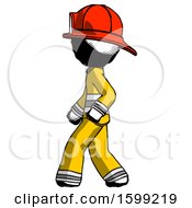 Poster, Art Print Of Ink Firefighter Fireman Man Walking Left Side View