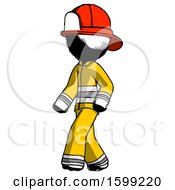 Ink Firefighter Fireman Man Man Walking Turned Left Front View by Leo Blanchette