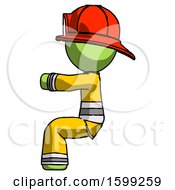 Poster, Art Print Of Green Firefighter Fireman Man Sitting Or Driving Position