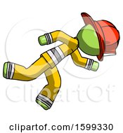 Poster, Art Print Of Green Firefighter Fireman Man Running While Falling Down