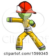 Poster, Art Print Of Green Firefighter Fireman Man Martial Arts Punch Left