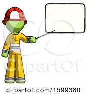 Poster, Art Print Of Green Firefighter Fireman Man Giving Presentation In Front Of Dry-Erase Board
