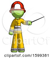 Poster, Art Print Of Green Firefighter Fireman Man Teacher Or Conductor With Stick Or Baton Directing