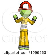 Poster, Art Print Of Green Firefighter Fireman Man Shrugging Confused