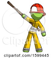 Poster, Art Print Of Green Firefighter Fireman Man Bo Staff Pointing Up Pose