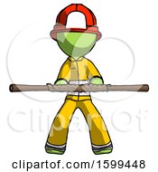 Poster, Art Print Of Green Firefighter Fireman Man Bo Staff Kung Fu Defense Pose