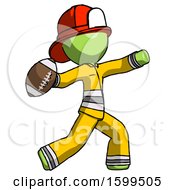 Poster, Art Print Of Green Firefighter Fireman Man Throwing Football