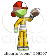 Green Firefighter Fireman Man Holding Football Up
