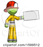 Poster, Art Print Of Green Firefighter Fireman Man Holding Large Envelope