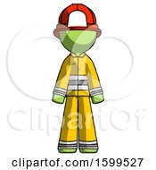 Poster, Art Print Of Green Firefighter Fireman Man Standing Facing Forward