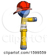 Poster, Art Print Of Blue Firefighter Fireman Man Pointing Right