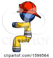 Poster, Art Print Of Blue Firefighter Fireman Man Sitting Or Driving Position