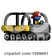 Blue Firefighter Fireman Man Driving Amphibious Tracked Vehicle Side Angle View
