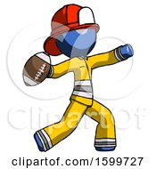Blue Firefighter Fireman Man Throwing Football