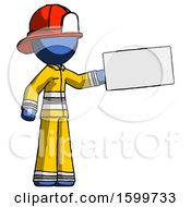 Poster, Art Print Of Blue Firefighter Fireman Man Holding Large Envelope
