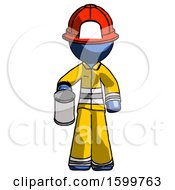 Poster, Art Print Of Blue Firefighter Fireman Man Begger Holding Can Begging Or Asking For Charity
